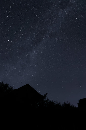 Stars, Night, Dark, Silhouette, Starry Sky, Roof HD phone wallpaper