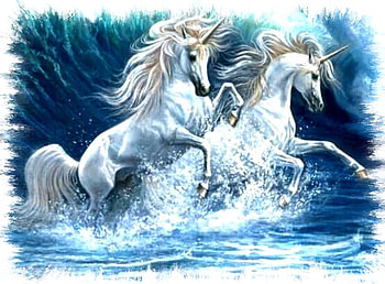 unicorns in the water!!, unicorns, unicorn, water, surf, ocean HD wallpaper