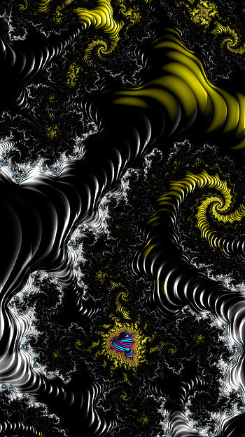 Vertical Fractal Background for Smart - Stark Black with highlights, black, CGI, pattern, psychedelic, trippy, Abstract, fractal, abstract black HD phone wallpaper