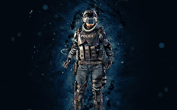 Cop, , blue neon lights, Cyberpunk 2077, RPG, fan art, Cyberpunk 2077 characters, Cop Cyberpunk HD wallpaper