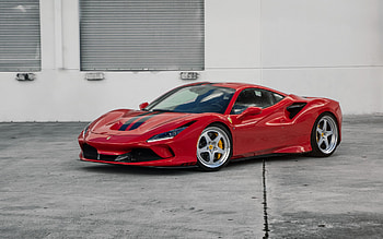 Ferrari F8 Tributo, sports coupe, red supercar, red F8 Tributo, Italian sports cars, Ferrari HD wallpaper