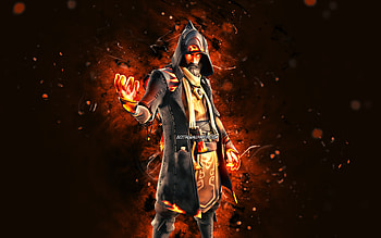Fire Castor, , orange neon lights, Fortnite Battle Royale, Fortnite characters, Fire Castor Skin, Fortnite, Fire Castor Fortnite HD wallpaper