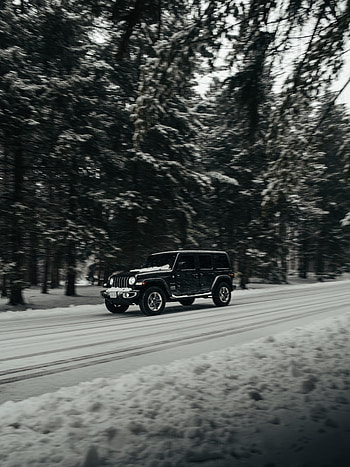 Snow, Cars, Road, Car, Suv, Jeep, Jeep Wrangler HD phone wallpaper