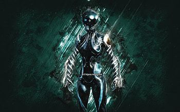 Mag, Warframe, green stone background, Warframe characters, Mag Warframe, Mag skin, creative art HD wallpaper