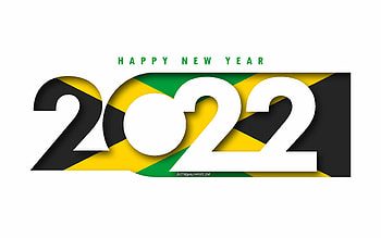 Happy New Year 2022 Jamaica, white background, Jamaica 2022, Jamaica 2022 New Year, 2022 concepts, Jamaica, Flag of Jamaica HD wallpaper