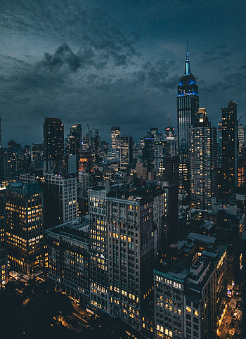City Lights, Cities, Night, Clouds, Usa, Night City, Skyscrapers, United States, New York HD phone wallpaper
