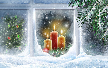 Background, Snow, Candles HD wallpaper