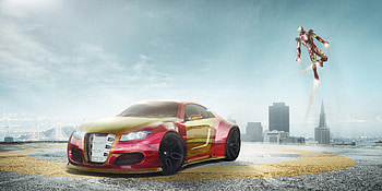 Iron Man Car Artwork, iron-man, superheroes, artist, artwork, digital-art HD wallpaper