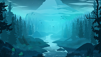 Blue Forest Minimal 1440P Resolution HD wallpaper
