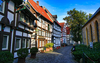 Guetersloh, Germany, street, germany, houses, town, old HD wallpaper