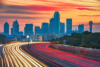 Dallas skyline, Goes blue, Support healthcare workers HD wallpaper