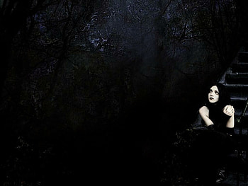 dark wall, gothic, black, wall, woman, dark HD wallpaper
