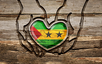 I love Sao Tome and Principe, , wooden carving hands, Day of Sao Tome and Principe, Sao Tome and Principe flag, Flag of Sao Tome and Principe, Take care Sao Tome and Principe, creative, wood carving, african countries, Sao Tome and Principe HD wallpaper