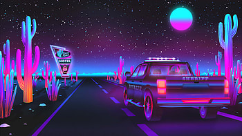 Sherift Retro Road , retrowave, road, artist, artwork, digital-art, behance HD wallpaper
