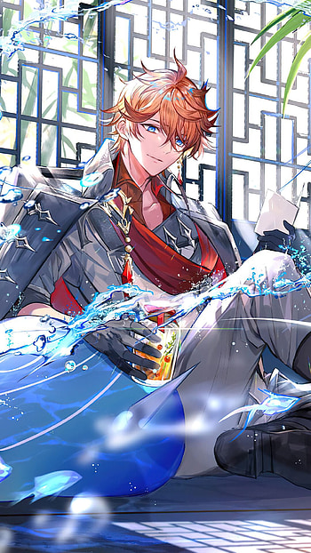Tartaglia, art, blue HD phone wallpaper