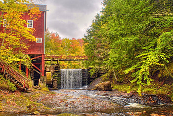 Autumn mill, colors, serenity, quiet, trees, cascades, autumn, calm, mill, fall, beautiful, creekm river, falling, leaves, waterfall, forest, foliage, stream HD wallpaper