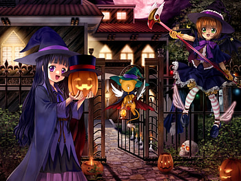 Card Captor Sakura Halloween, halloween, kero, card captor sakura, tomoyo, anime, sakura HD wallpaper