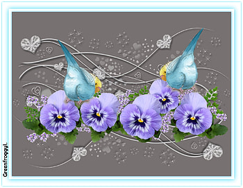 BIRDS AND PANSIES, ART, FLOWERS, ABSTRACT, BIRD HD wallpaper