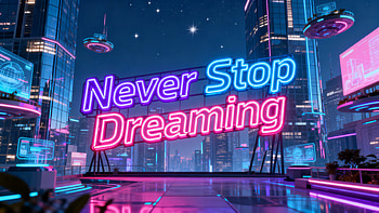 Never Stop Dreaming — Neon, motivational, neon sign, cyberpunk, futuristic city HD wallpaper