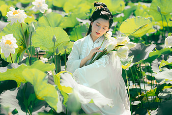 Flowers, model, lady, pretty HD wallpaper