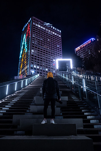Building, Dark, Night City, Human, Person, Alone, Lonely, Hood HD phone wallpaper
