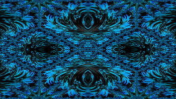 Trippy Psychedelic Fractal, trippy, psychedelic, aesthetic, blue, dark, Abstract, fractal, abstract blue HD wallpaper