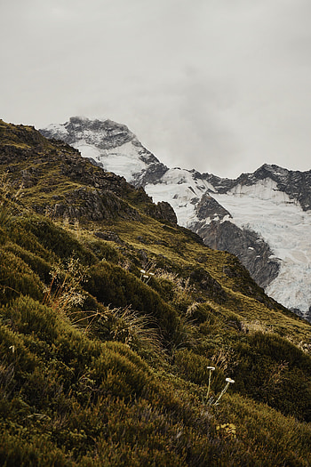 Nature, Grass, Snow, Mountain, Hill HD phone wallpaper