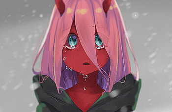 Cute, red skin, zero two, teen, anime girl HD wallpaper