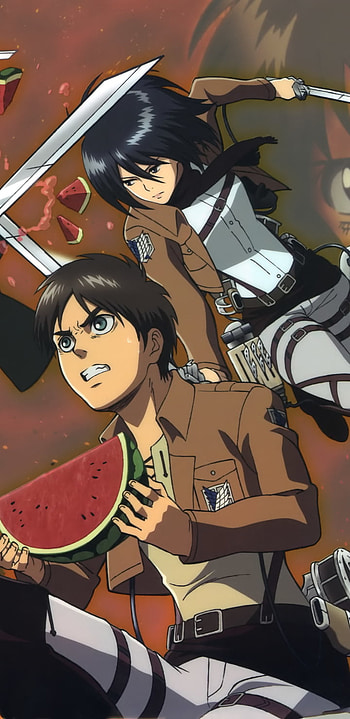 Eren Yeager, Mikasa Ackerman, Anime, Attack on Titan, Eren & Mikasa HD phone wallpaper