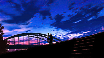 Anime Couple Evening Walk, anime-girl, anime-boy, anime, artist, artwork, digital-art HD wallpaper