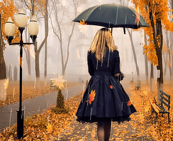 Autumn Walk, Woman, Autumn, pretty, Art HD wallpaper
