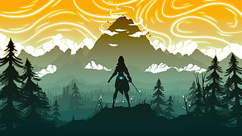 Jean, Genshin Impact, forest, minimal art HD wallpaper
