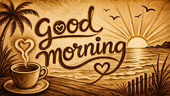 Good Morning Sunrise —, Coffee, Beach HD wallpaper