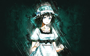 Mayuri Shiina, Steins Gate, blue stone background, Steins Gate characters, Japanese manga, Mayuri Shiina Steins Gate, Shiina Mayuri HD wallpaper