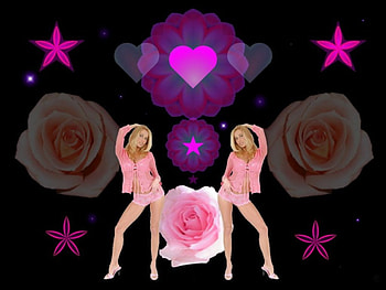 Pink Stars, eye candy, Abstract, 3d, fractal, collage HD wallpaper