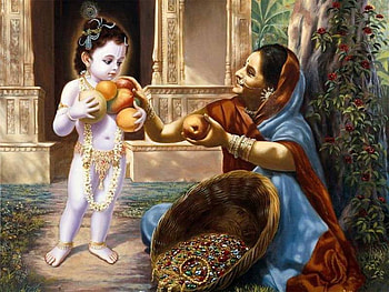 Kanha, god, childhood, lord, cute, baby, fruits, indian, krishna, painting, bhagwan, drawing, love, india, mother, yashoda HD wallpaper