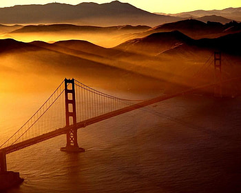 golden sunset, golden, california, bridge, san francisco, sunset, usa HD wallpaper