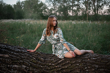Meadow Muse - Model in Floral Dress, woman, model HD wallpaper