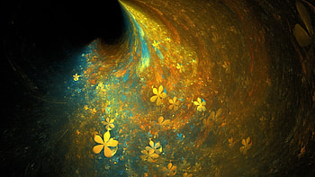 Maiden laughter, hecate100, abstract, flower, yellow, green, luminos, orange HD wallpaper