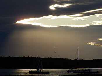 i took this!!, clouds, water, sunset, boats HD wallpaper