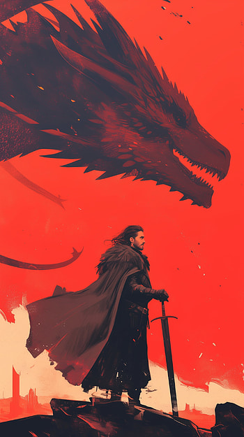 Jon Snow and the Dragon: Epic Game of Thrones , TV Show, Game Of Thrones, dragon HD phone wallpaper