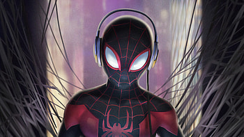 Miles Listening Music, spiderman, superheroes, digital-art, artwork, arstation HD wallpaper