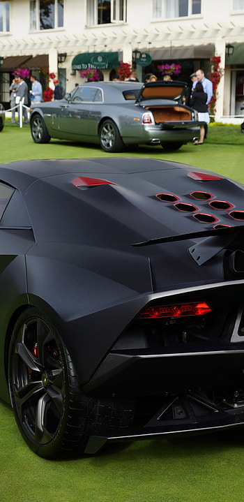 Lamborghini Sesto Elemento, Matte black, Back view, Super car HD phone wallpaper