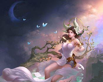 The golden arrow, frumusete, art, girl, goddess, lightwing academy, starlab, fantasy, luminos, arrow HD wallpaper