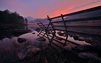calm, sky, reflection, lake HD wallpaper