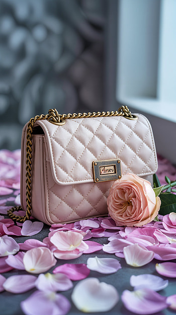 Chic Elegance: Handbag with Romantic Rose Petals, flower, rose, petal HD phone wallpaper