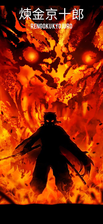 Rengoku, heat, orange, sword, demon slayer, fire, hashira, flame HD phone wallpaper