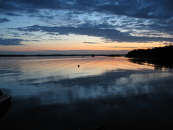 Beautiful_sea, beache, sky, nature, grass, water, sunset, cloud HD wallpaper