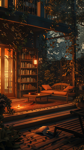 Lofi Patio Serenity, lofi, Cozy, garden, evening HD phone wallpaper