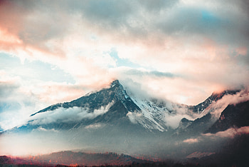 Mountain, mist, clouds, fog, peak HD wallpaper